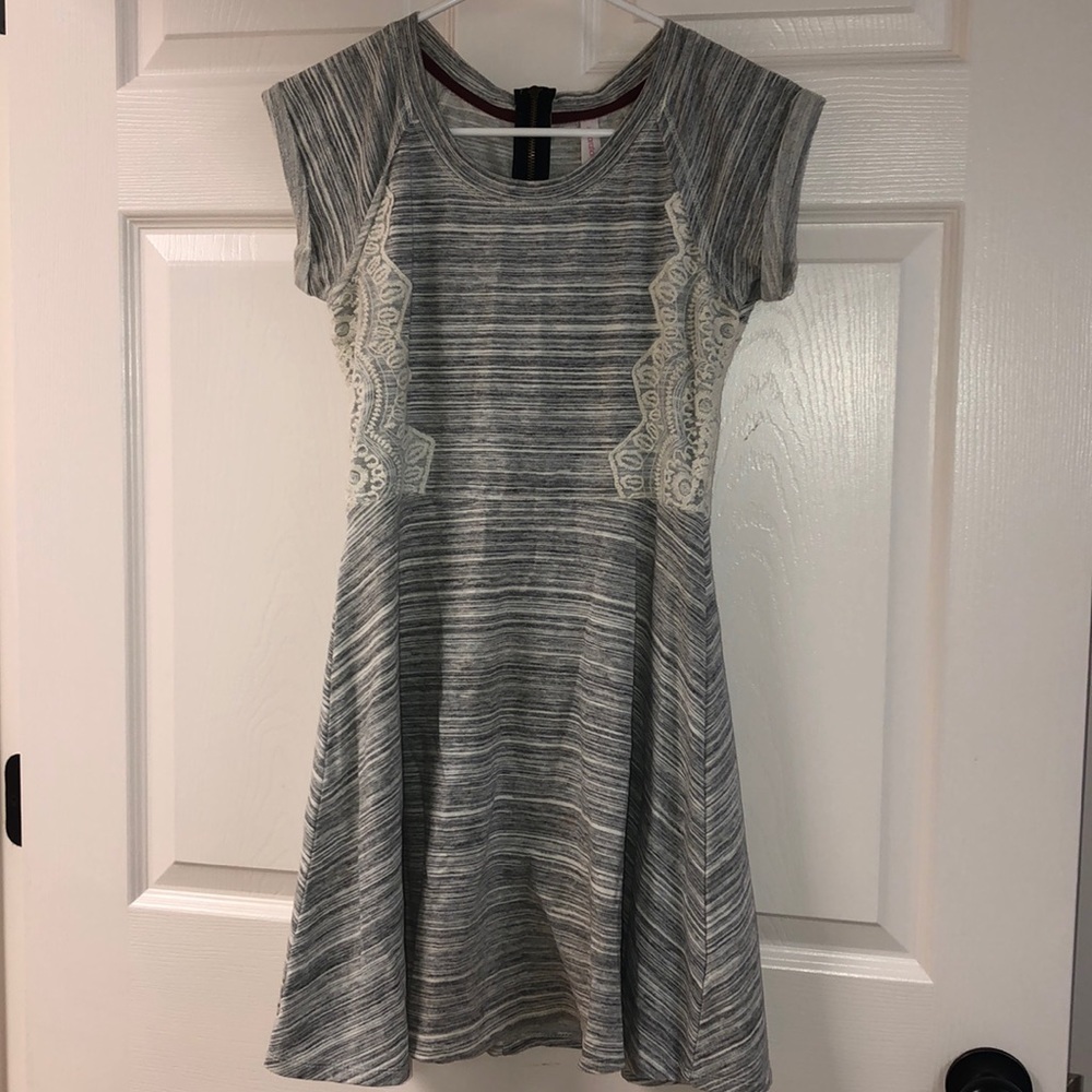 Striped Skater Dress with Lace Detailing